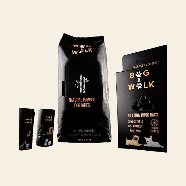 Walk & Clean Bundle – Dog Poo Bags & Paw Wipes